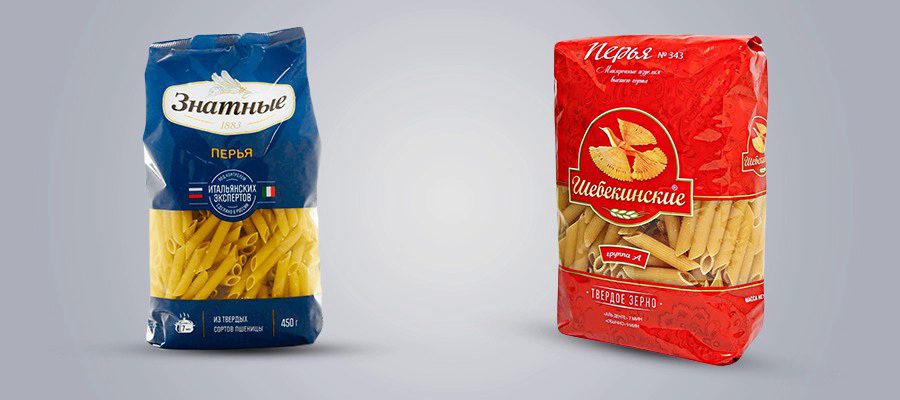 Transparent window packaging for pasta